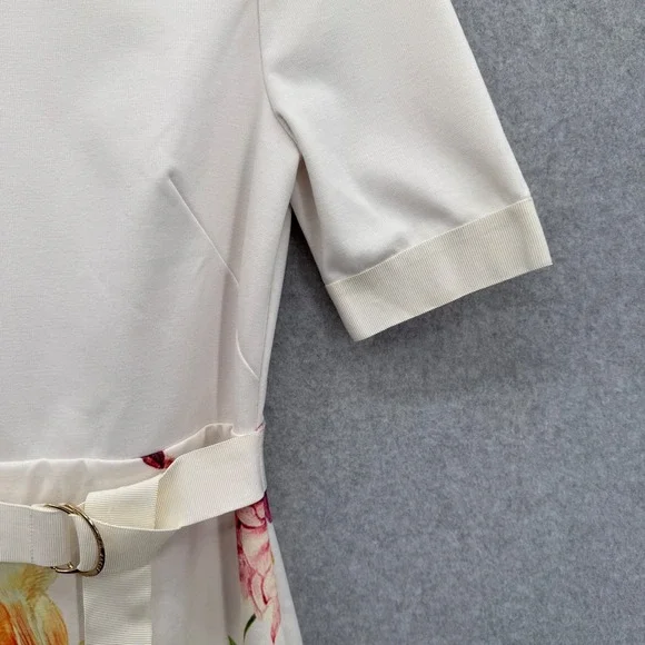 Ted Baker Aldora Tapestry Floral Belted Bodycon Dress Women Ivory Size 3 US 8 - Picture 4 of 11